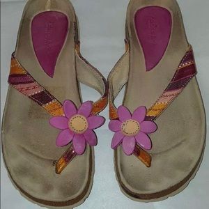 Marina Luna Comfort Women's Sandals sz 6 Pink Flower Thong Cork Italy